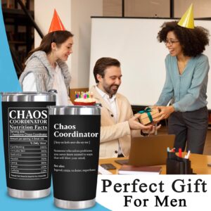 WECACYD Boss Gifts for Men, Chaos Coordinator Tumbler - Chaos Coordinator Gifts, Thank You Gifts for Women, Birthday Gifts for Dad, Boss, Coworker, Manager, Teacher, Friends - 20 oz Tumbler Black