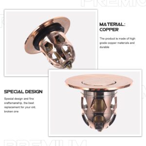 Uonlytech Sink Stopper Universal Sink Drain Tub Press Drain Rose Gold Bathtub Stopper for Bathroom, Washbasin