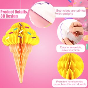 8PCS Ice Cream Honeycomb Balls Decorations Centerpieces for Tables Ice Cream Hanging Ceiling Sign Tissue Paper Ice Cream Party Supplies for Summer Theme Birthday Baby Shower Bridal Shower Party Favor