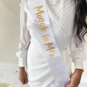 Muggle to Mrs Sash, Bride to be Sash,from Muggle to Mrs, Bridal Shower, Bachelorette Party Decor, Gold Glitter