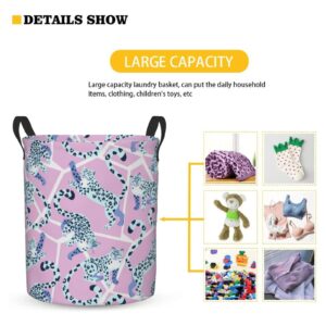 FeHuew Snow Leopard Trendy Colored Collapsible Laundry Basket with Handle Waterproof Hamper Storage Organizer Large Bins for Dirty Clothes,toys