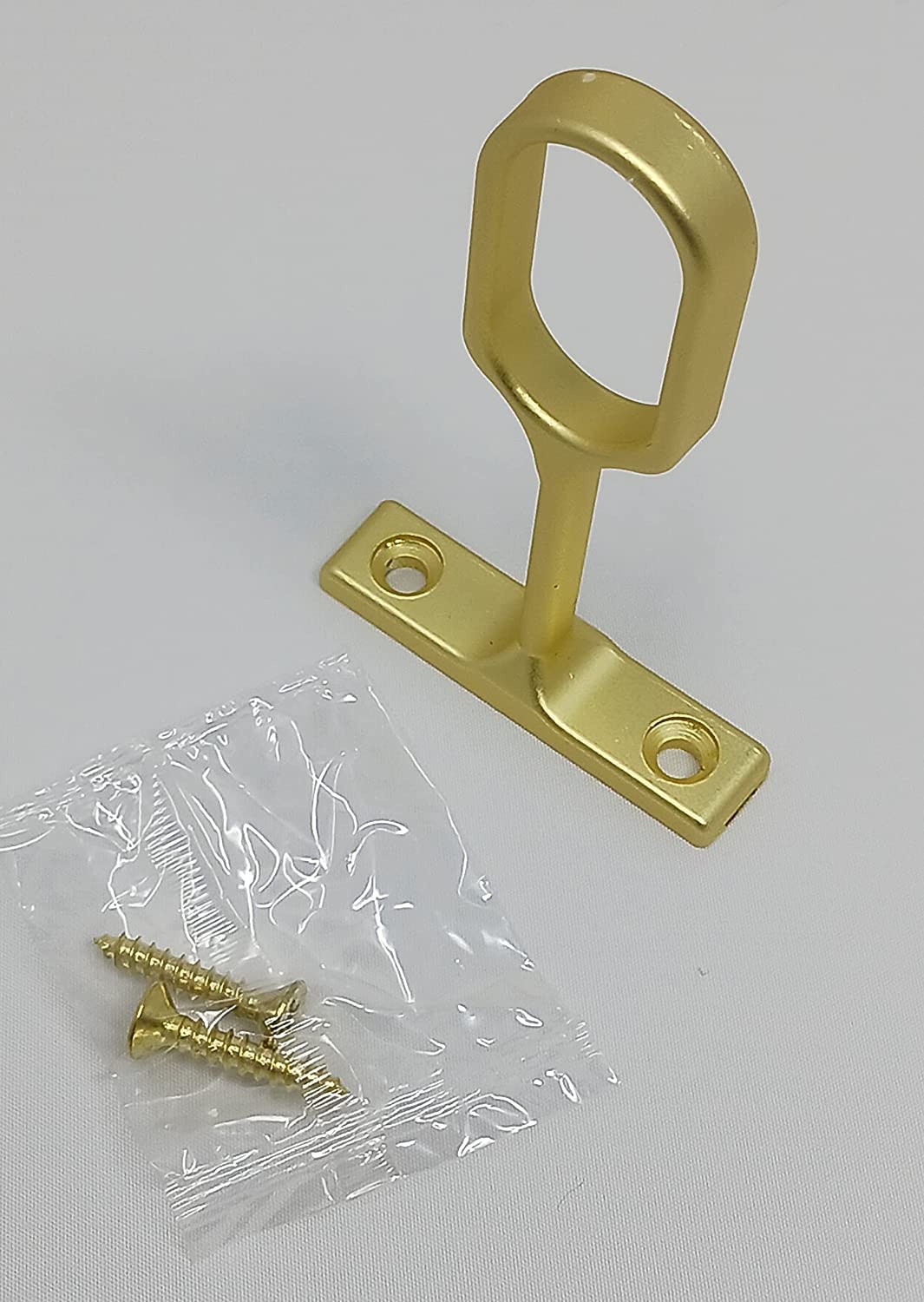 Center Oval Wardrobe Rod Tub Support Bracket with Installation Screws - 15 x 30 mm (Matte Brass)