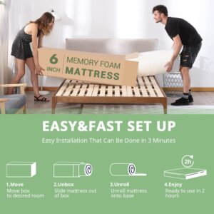 wOod-it Twin Mattress in a Box, 6 inch Mattresses Made in USA Green Tea Gel Memory Foam Mattress for Kids Bed -Bunk Beds/Trundel Beds, Medium Firm, White