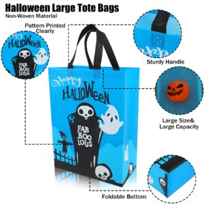 CCINEE 12PCS Halloween Non-Woven Bags with Handle，Large Size Reusable Halloween Trick or Treat Tote Bags Candy Bag Grocery Shopping Bags for Halloween Party Favors Supplies，15.7"×11.8"×5.9"