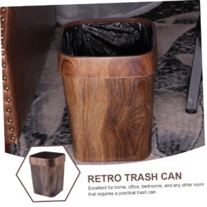 Holibanna Retro Trash Can Imitation Wood Grain Trash Can Square Wastebasket Decorative Rectangular Trash Containers Black Garbage Can Car Trash Can with Lid Bins with Lids Trash Can Kitchen