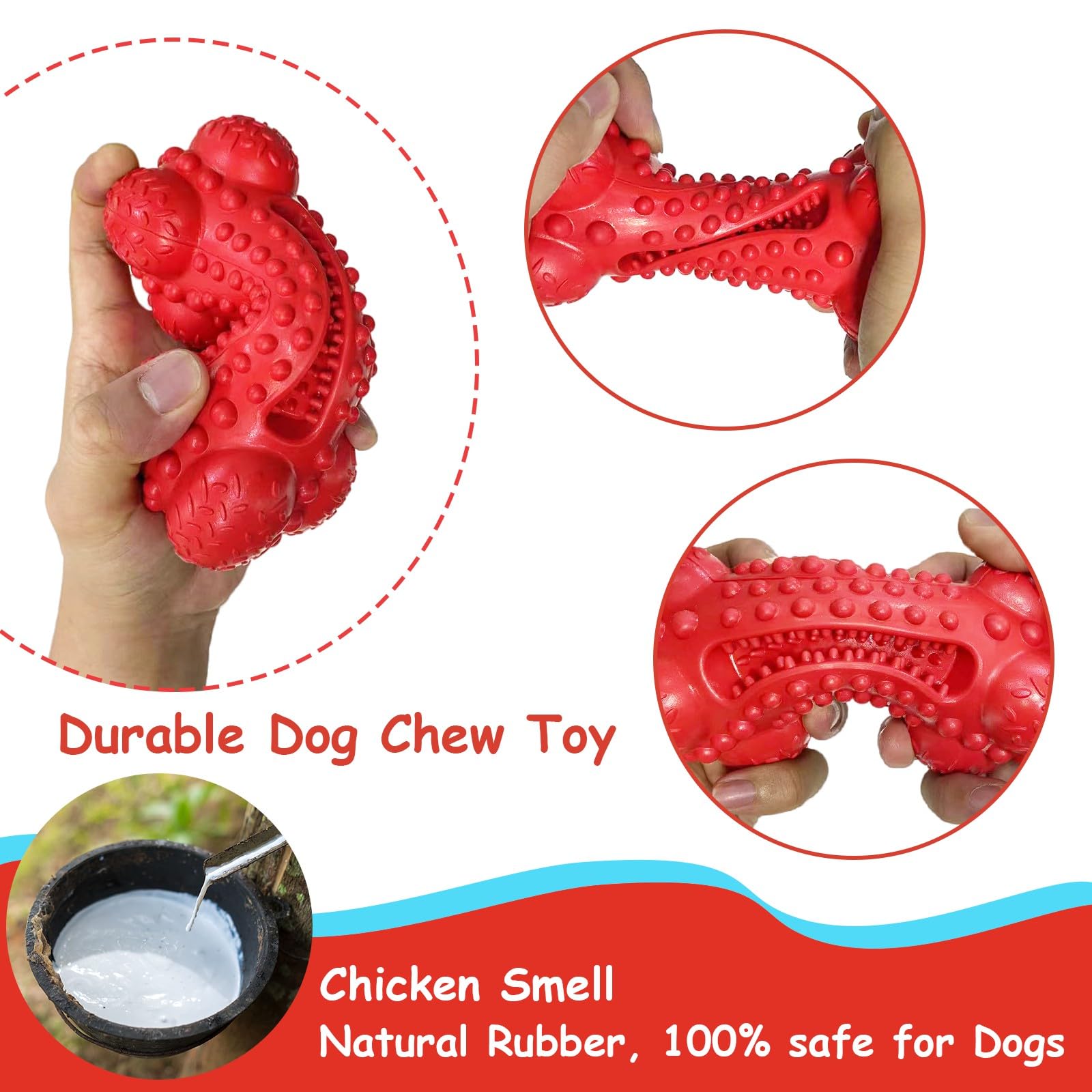 BAPSOUZU Dog Squeaky Toys for Aggressive Chewers, Toothbrush Stick Durable Dog Chew Toys for Large Dog Medium Breed, Indestructible Tough Dogs Toys for Teeth Cleaning (Bacon & Chicken Flavor)