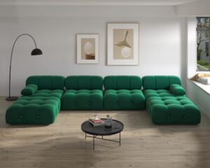 bokifol sectional sofa, modular sectional couch with ottomans- u shaped couch for living room, 6 seater sofa sets,138"(green)