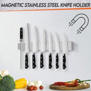 MG Magnetic Knife Holder for Wall, Stainless Steel Knife Magnetic Strip with Multi-Purpose Functionality as a Knife Holder, Knife Strip, Magnetic Tool Organizer & Home Organizer (16inch)