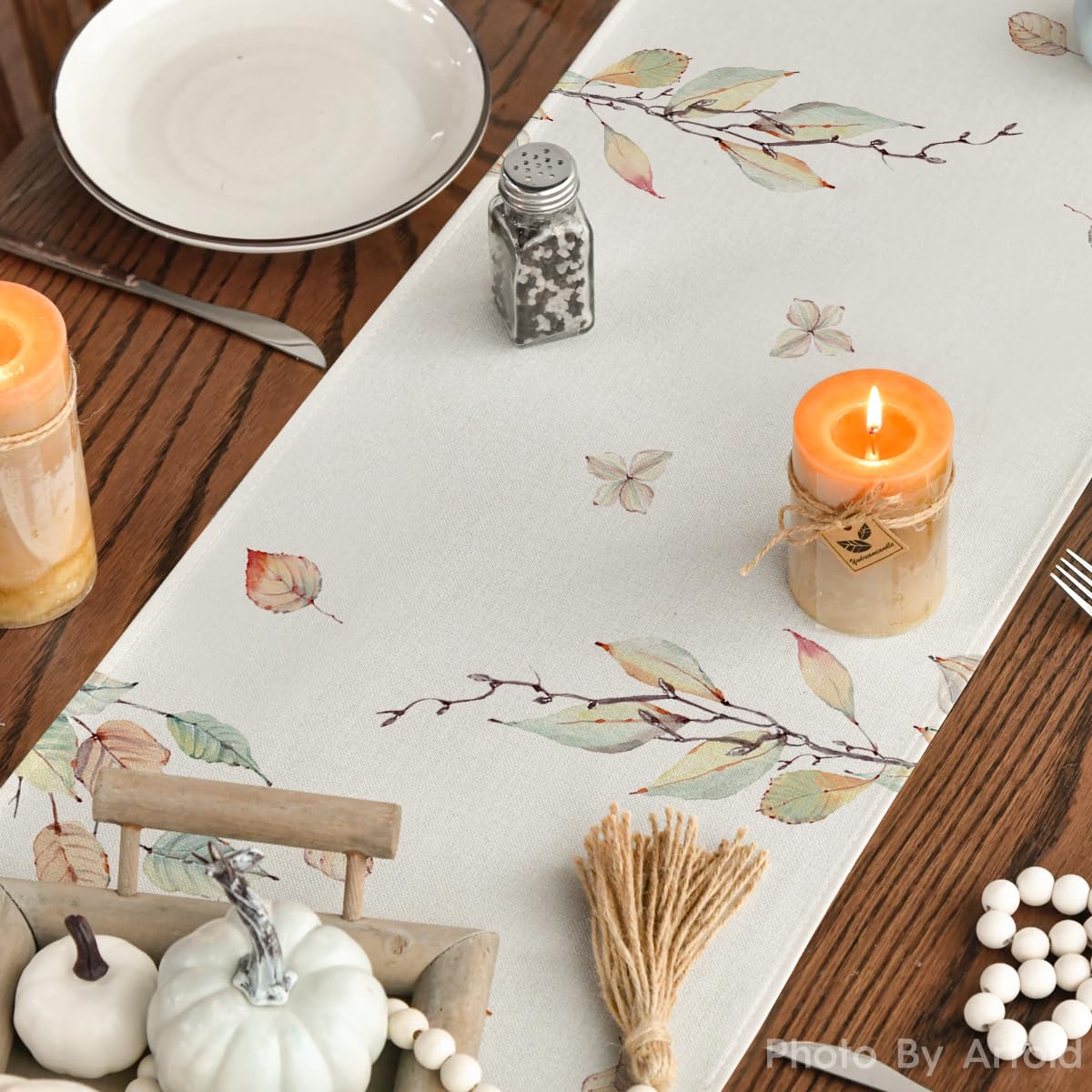 Artoid Mode Pumpkins Truck Leaves Fall Table Runner, Seasonal Autumn Kitchen Dining Table Decoration for Home Party Decor 13x72 Inch