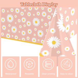 3 Pack Daisy Tablecloth Daisy Flower Birthday Party Decorations for Girls Disposable Plastic Groovy Table Cloth Groovy Retro Hippie Party Table Cover for Weddings Baby Shower Birthday Party Supplies