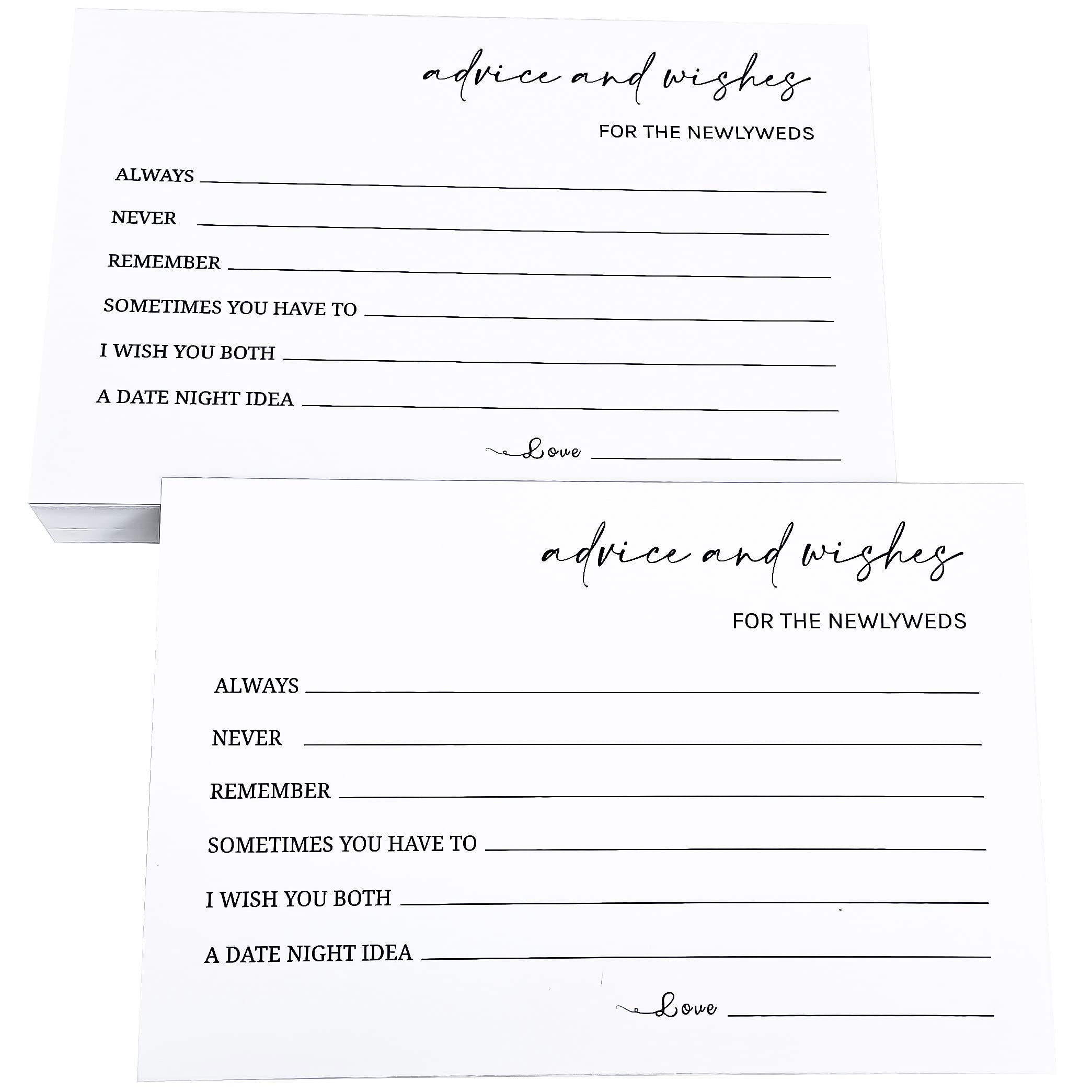 RXBC2011 Wedding advice and well wishes Cards for the Mr and Mrs Bride and Groom Newlyweds Bridal Shower Games Note Marriage Advice Pack of 50 (white)