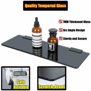 Alise Bathroom Shelves Glass Shelf,Wall Mount Floating Shelves for Bathroom,Rectangular Tempered Glass Shelves for Wall Storage Organizer,Black Finish AGBL2010R-B