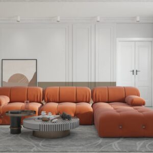 BOKIFOL Sectional Sofa, Modular Sectional Couch with Ottomans- L Shaped Couch for Living Room, 4 Seater Sofa Sets,104"(Orange)