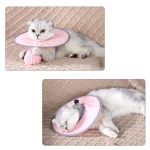 LAVVICHA Adjustable E Collar Cat Cone Collar Waterproof Lightweight Recovery Collar for Cats Small Dogs Kitten Puppy After Surgery Prevent Licking(Pink,M)