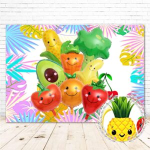 8Pcs Vegetable Fruit Foil Balloons Corn Carrot Orange Tomato Broccoli Strawberry Banana Orange Avocado Mylar Foil Balloons Party Decortions for Birthday Baby Shower