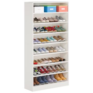 little tree shoe cabinet, 9 tier 40 pairs heavy duty wood freestanding shoe storage cabinet, 70.9" tall shoe cabinet with open storage for entryway, pure white