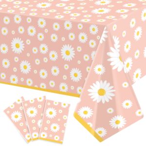 3 pack daisy tablecloth daisy flower birthday party decorations for girls disposable plastic groovy table cloth groovy retro hippie party table cover for weddings baby shower birthday party supplies