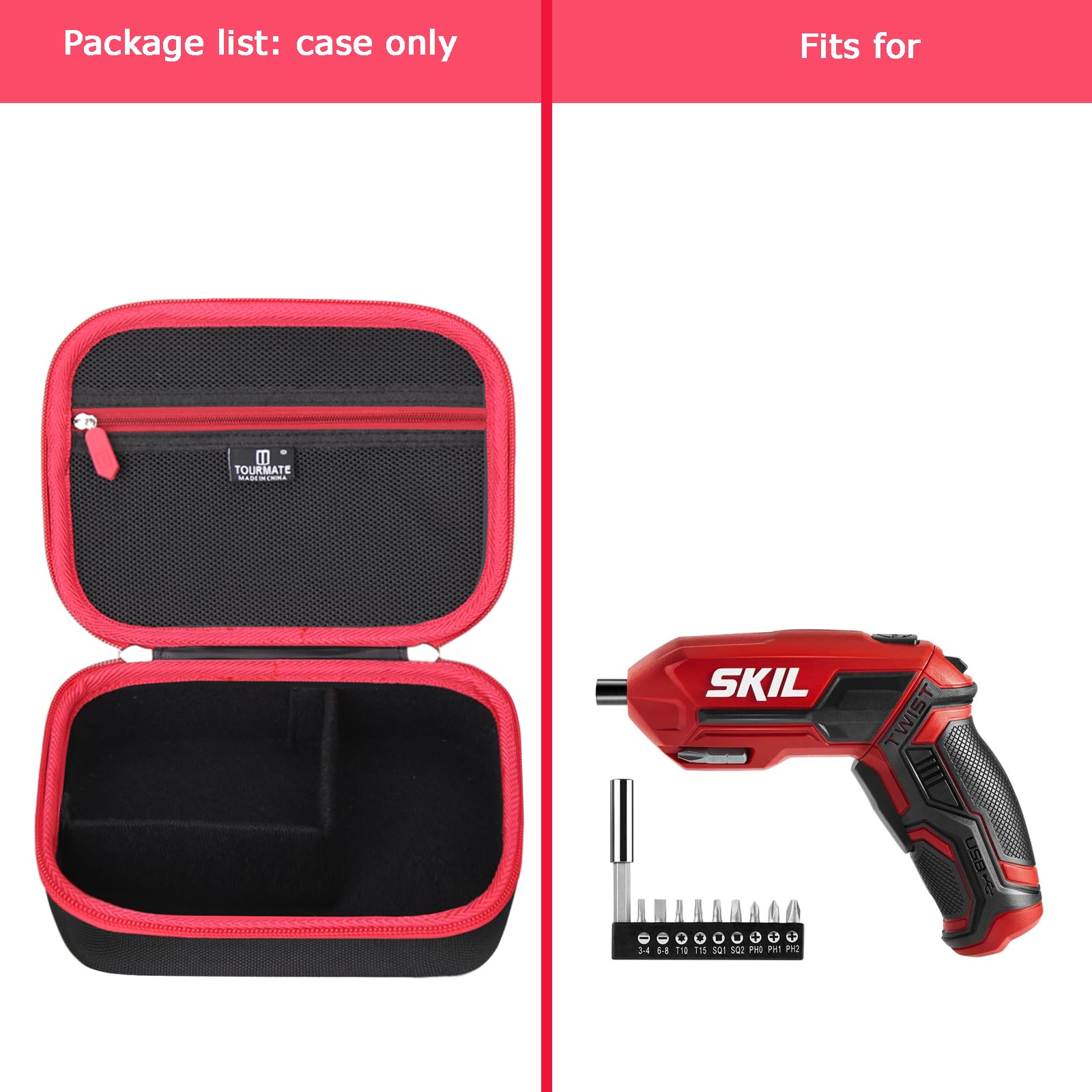 Tourmate Hard Travel Case for SKIL 4V Rechargeable Cordless Screwdriver SD561802 - Protective Carrying Bag (Case Only)