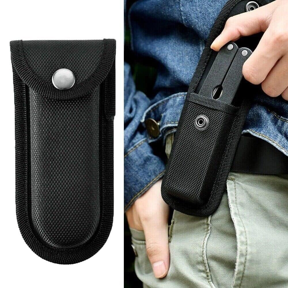 2pcs Hard Boxed Reinforced Nylon Belt Sheath For Folding Knife Black