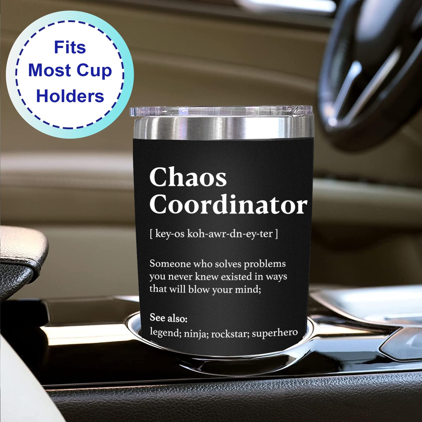 WECACYD Boss Gifts for Men, Chaos Coordinator Tumbler - Chaos Coordinator Gifts, Thank You Gifts for Women, Birthday Gifts for Dad, Boss, Coworker, Manager, Teacher, Friends - 20 oz Tumbler Black