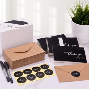 MEIRUBY Thank You Cards with Envelopes and Stickers, 40 Pieces, Black, Suitable for All Occasions