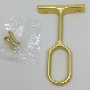 Center Oval Wardrobe Rod Tub Support Bracket with Installation Screws - 15 x 30 mm (Matte Brass)