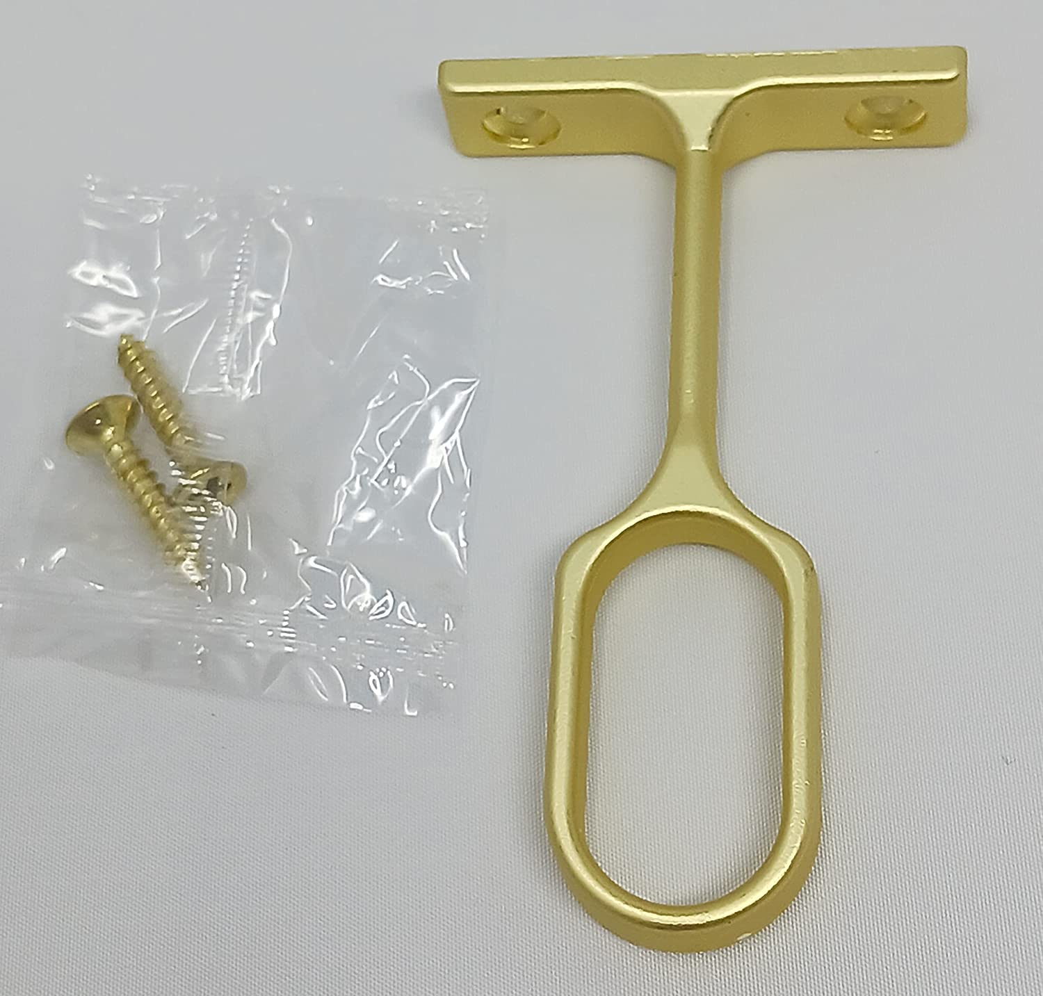 Center Oval Wardrobe Rod Tub Support Bracket with Installation Screws - 15 x 30 mm (Matte Brass)