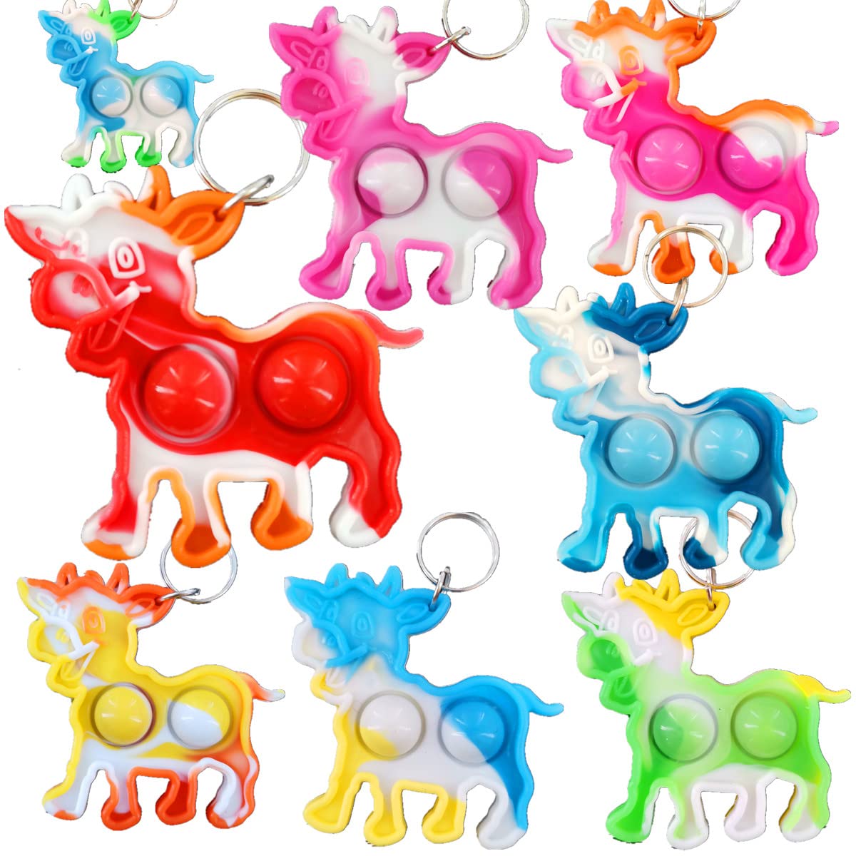 Roaqua 30 Cow Fidget Pop Gifts Prizes for Kindergarten Kids,Bulk Mini Birthday Graduation Summer Party Favors for Classroom students