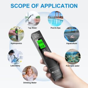 Water Quality Test Meter 4 in 1,TDS Thermometer,EC Digital Meter for Water Hydroponics,Accuracy ±2%,0-9999 ppm,LCD Backlight Display,Suitable for Domestic Water,Natatoria,Aquariums