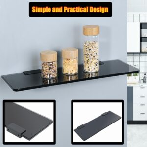 Alise Bathroom Shelves Glass Shelf,Wall Mount Floating Shelves for Bathroom,Rectangular Tempered Glass Shelves for Wall Storage Organizer,Black Finish AGBL2010R-B