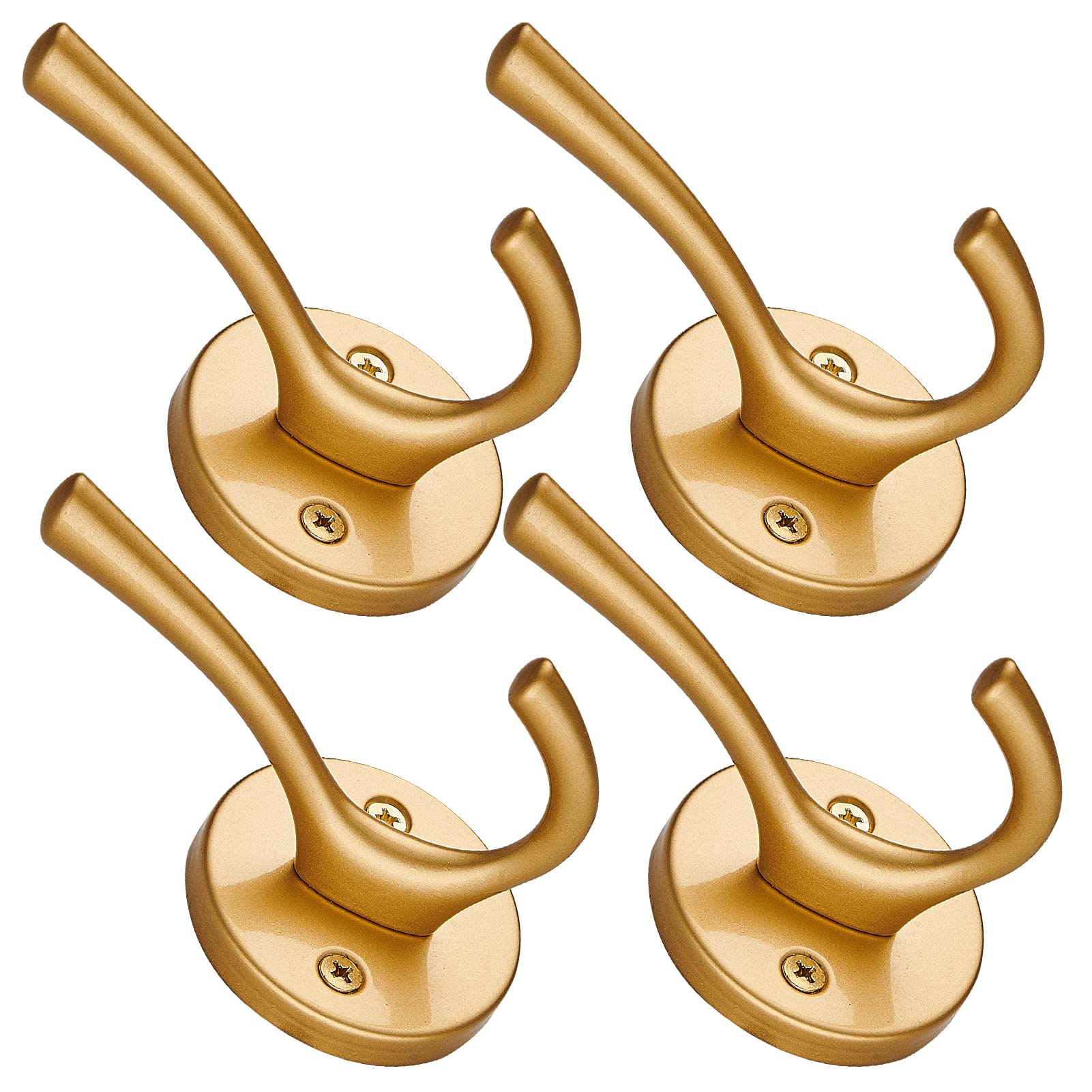 TECI Coat Hook - All-Metal with Gold Brush Finish - Ideal Hanging for Robes, Towels, Bag,Backpack, and Hat Storage - Wall Mounting for Closet, Mudroom and Bathroom (4 Pack),TC007J-4