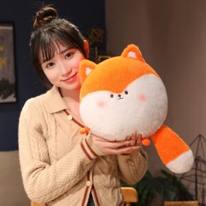 Plush Round Fox Stuffed Animal Fox Hugging Pillow Fox Plushies Throw Pillow Round Fox Anime Gift for Kids and Lovers in Birthday,Valentine's Day,Christmas¡­