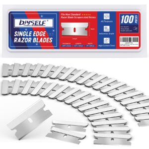 diyself single edge razor blades, 100 blades, razor blades refiils for razor scraper, utility knife, heavy duty one edge razor blades, high carbon steel razor blades for removing decals, stickers