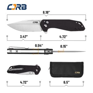 CJRB CUTLERY Folding Knife Riff (J1928) Button Lock Pocket Knife for Men AR-RPM9 Steel Blade and Black G10 Handle for Work Outdoor Hinking Camping