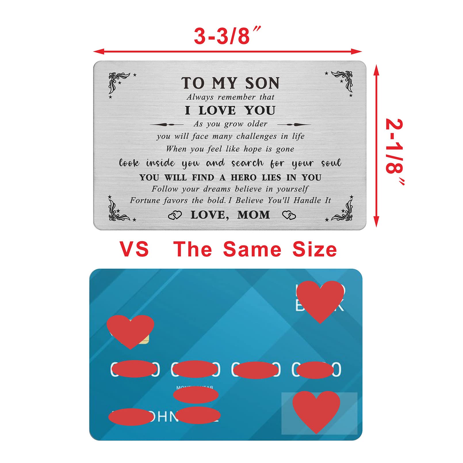 Son gifts from Mom, Son Engraved Wallet Card, I Love You Inspirational Cards, To My Son Birthday Graduation Christmas Gifts Card