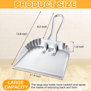 Mumufy 4 Pack Heavy Duty Metal Dust Pans 12 Inch Metal Dustpan Large Dust Pan Wide Dustpans for Household Handheld Wide Scooper Dust and Debris Cleaning Tool Ideal for Home and Commercial Use