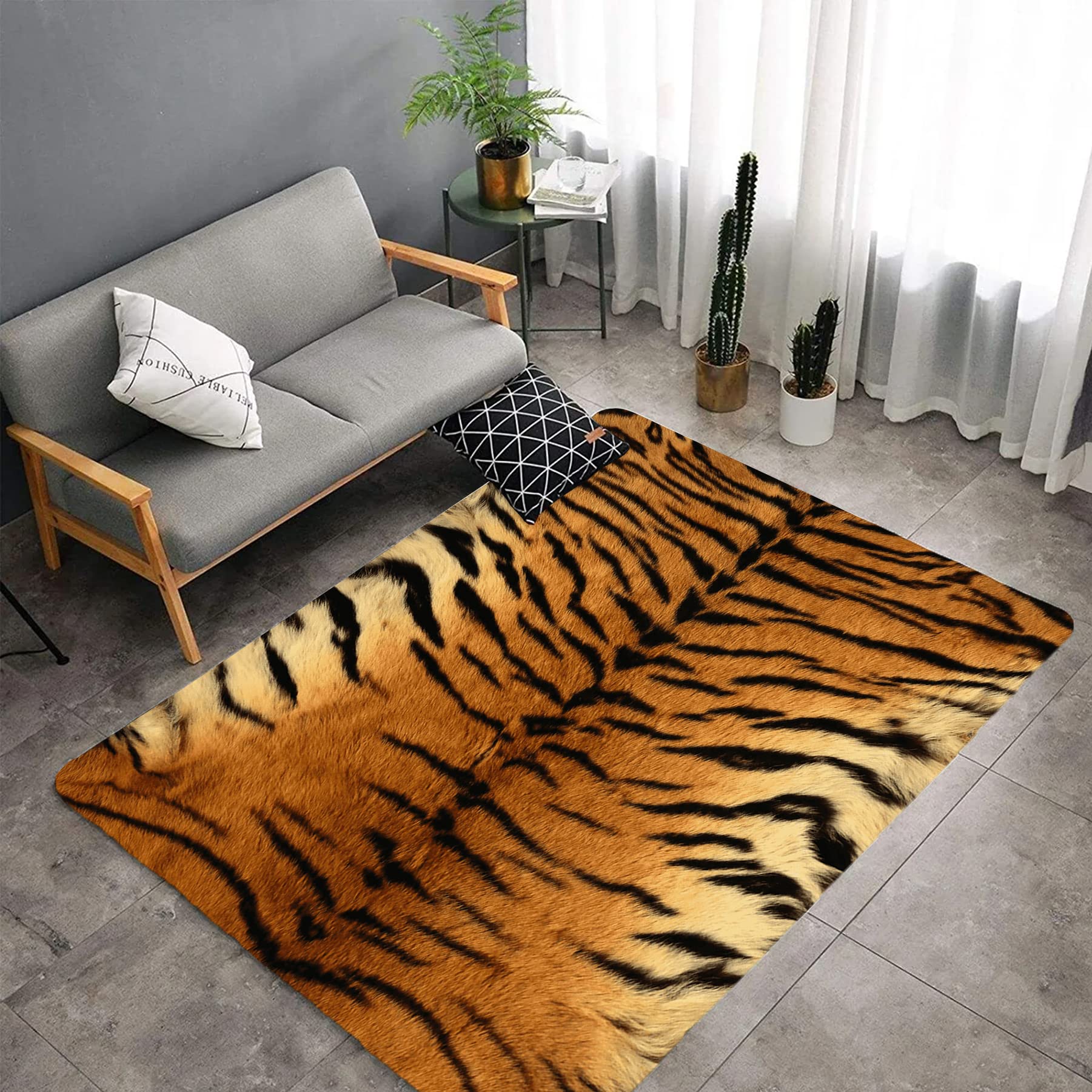 Animal Tiger Print Area Rugs for entryway Rugs 1'x1.7'/12"x20"/30x50cm, for Living Room, Anti-Skid Extra Comfy Fluffy Floor Carpet for Indoor Home Decorative