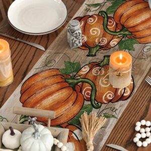 Artoid Mode Polka Dot Pumpkins Vine Fall Table Runner, Seasonal Autumn Thanksgiving Kitchen Dining Table Decoration for Home Party Decor 13x72 Inch