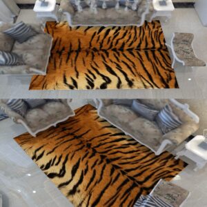 Animal Tiger Print Area Rugs for entryway Rugs 1'x1.7'/12"x20"/30x50cm, for Living Room, Anti-Skid Extra Comfy Fluffy Floor Carpet for Indoor Home Decorative