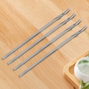 DASHTHER 8.66-Inch Stainless Steel Pickle Fork,Long Handle Salad Fork, Olive Fork, Cocktail Fork, Dessert Fork, Fruit Forks, and Pickle Grabber(4pcs)