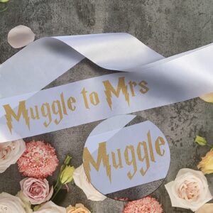 Muggle to Mrs Sash, Bride to be Sash,from Muggle to Mrs, Bridal Shower, Bachelorette Party Decor, Gold Glitter