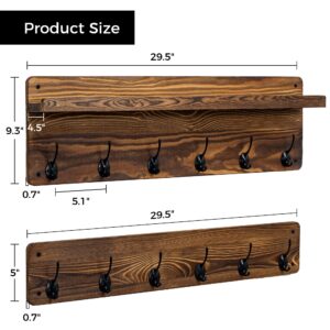 29.5'' Wide Coat Rack Wall Mount with Shelf, Hallway Shelf with 12 Coat Hooks, Coat Hangers for Wall, Peg Rack, Mail and Key Holder, Entryway Decor, Housewarming Gift, Early American