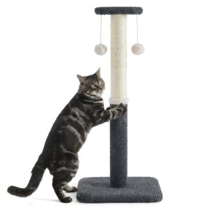 Lesure 34" Tall Cat Scratching Post - Highly Resistant Carpet Scratch Post, Premium Sisal Rope Scratch Posts Kitten and Adult Cats, Sturdy Large Scratch Pole with Hanging Ball, Grey