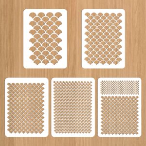 5pcs fish scale stencil, face painting stencils stencils for painting makeup stencil face paint stencils reusable fish scale template large plastic scale wall stencil for painting on wall face body