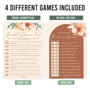 Hadley Designs 40 Boho Funny Bridal Shower Games 20 Guests - Wedding Games For Bridal Shower Games For Guests, Couples Wedding Shower Games For Couples, Guess The Dress Game Pack, Bridal Party Games