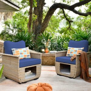 PATIOASIS Outdoor Chair Cushions, 22" L x 22" W Navy Blue Replacement Cushions for Outdoor Furniture Waterproof Patio Sectioanl Couch Cushions Square