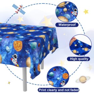 3 Pack Space Tablecloth Outer Space Themed Birthday Party Supplies Decorations First Trip Around The Sun Decorations Solar System Galaxy Planets Astronaut Party for Kids (54" X108")