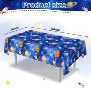 3 Pack Space Tablecloth Outer Space Themed Birthday Party Supplies Decorations First Trip Around The Sun Decorations Solar System Galaxy Planets Astronaut Party for Kids (54" X108")