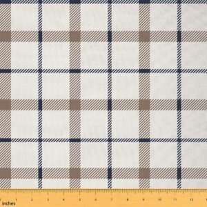 brown white lattice upholstery fabric checkered fabric by the yard for kids teen,farmhouse geometric grid indoor outdoor fabric buffalo plaid geometry gingham checkerboard fabric,3 yards