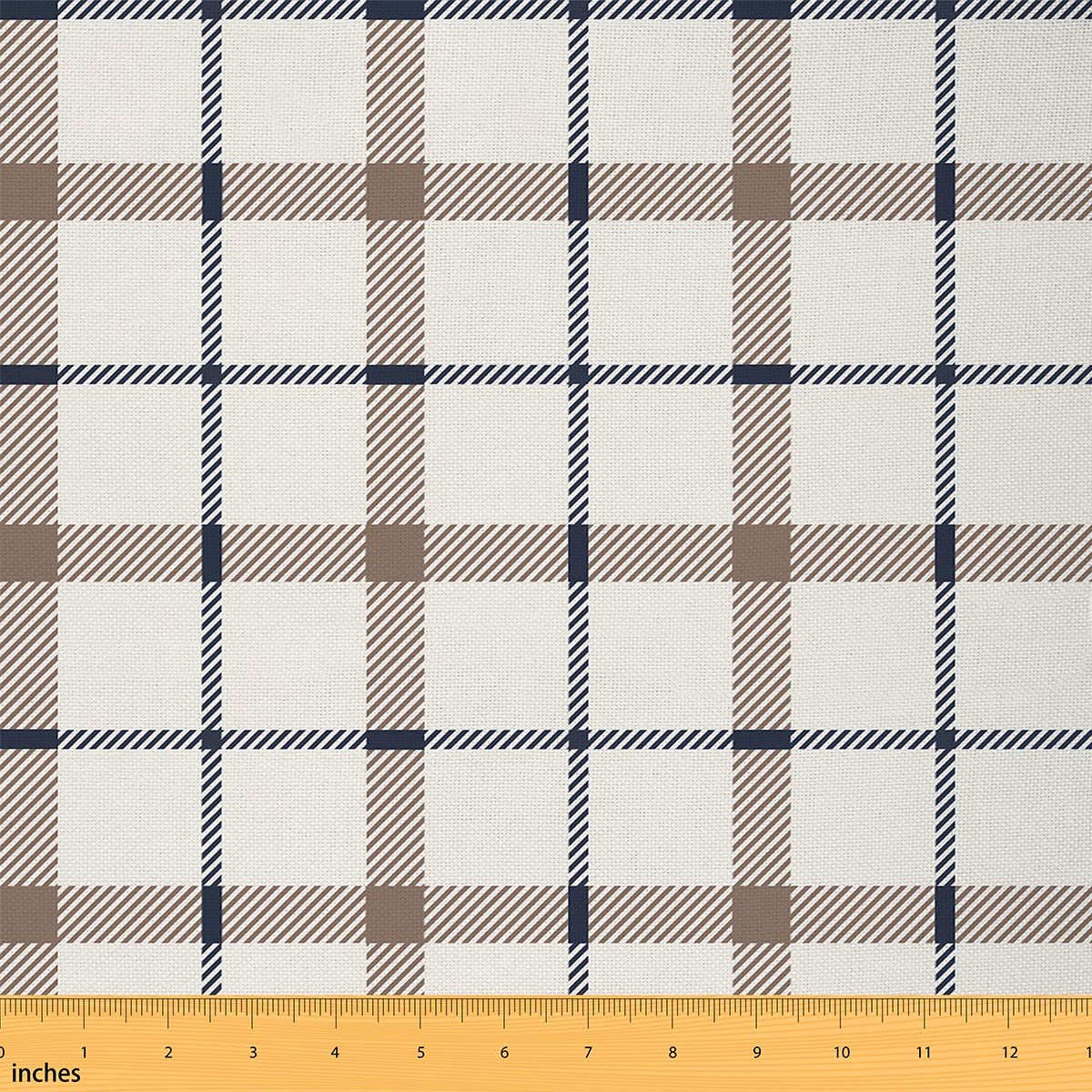 Brown White Lattice Upholstery Fabric Checkered Fabric by The Yard for Kids Teen,Farmhouse Geometric Grid Indoor Outdoor Fabric Buffalo Plaid Geometry Gingham Checkerboard Fabric,3 Yards